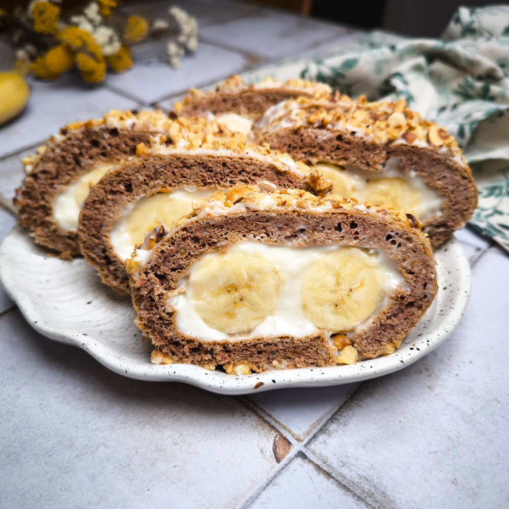 Banana rolat sa pudingom od vanile, macje oci